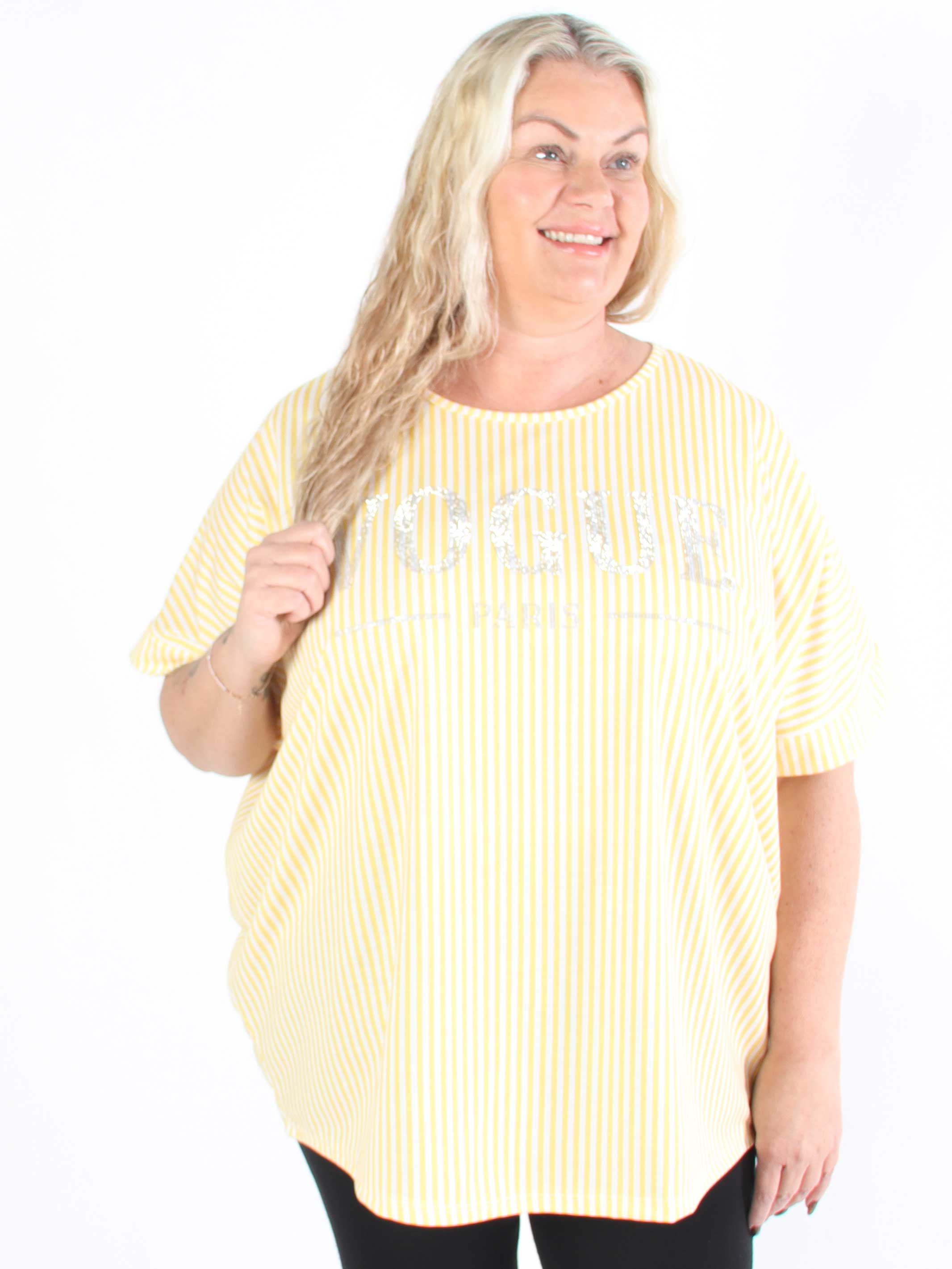 Mintu Stripe - Stribet plus size t-shirt med glittrende similisten